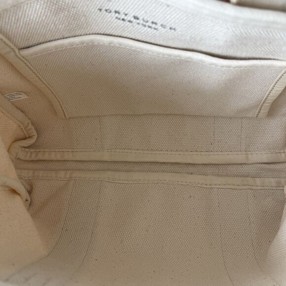 Tory Burch Brand New Authentic Mercer Canvas Mini Tote Bag Neutral Cream NWT - Picture 7 of 10